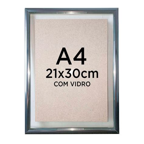 Moldura Alumínio Com Vidro Duplo Padrão A4 21x30cm Certificado