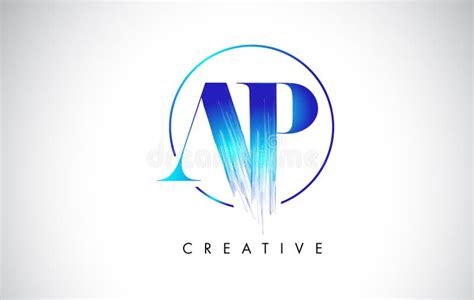 Ap Brush Stroke Letter Logo Design Blue Paint Logo Leters Icon Stock