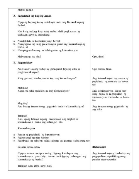 Banghay Aralin Sa Filipino Tungkol Sa Wika Conten Den 4