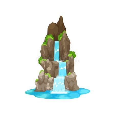 Waterfall Cascade Realistic Water Fall Streams Set Stock Vector