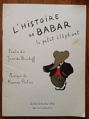 Histoire de Babar le petit éléphant pour récitant et piano Récit de