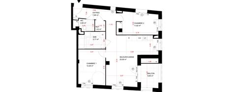 Plan appartement T3 de 67 40 m² neuf résidence Les Terrasses Claudel