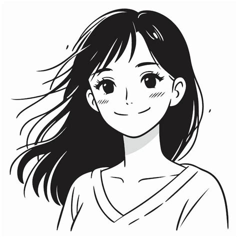 Premium Vector A Drawing Of A Girl With Long Hair And A White Shirt That Says Quot She Is A