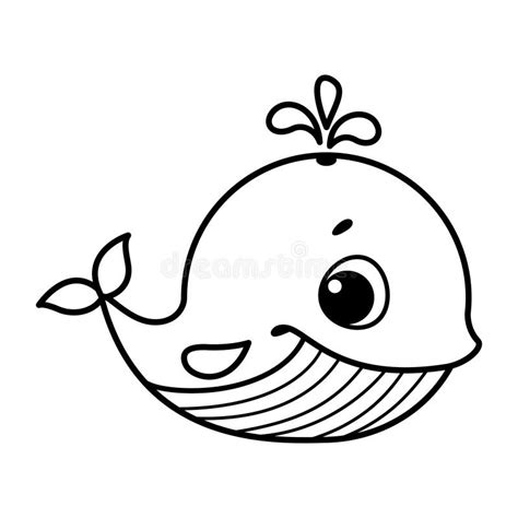 Caricatura De La Página De Coloreado De Ballena Doodle Ilustración