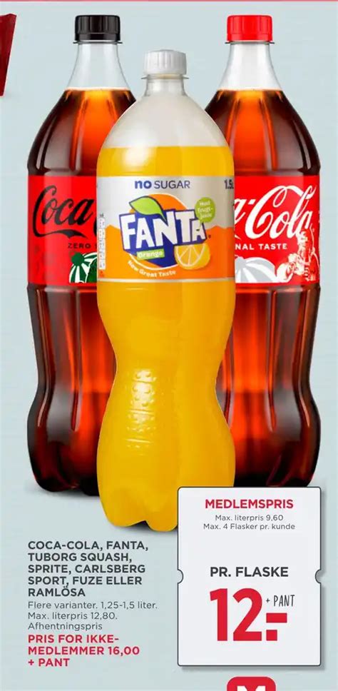 Coca Cola Fanta Tuborg Squash Sprite Carlsberg Sport Fuze Eller