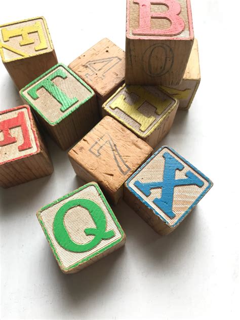 Vintage Blocks Large Blocks Wooden Blocks Nursey Decor Letter