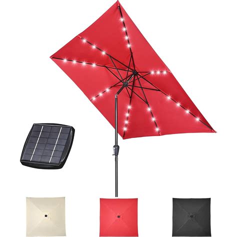 9x9ft Square Shape Iron Canopy Umbrella With Solar Panel And 28 Led 8 Ribs Usb Port Emergency