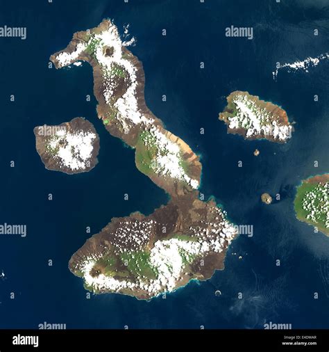 Galapagos Volcanoes, Ecuador, True Colour Satellite Image. Galapagos Archipelago, Ecuador, true ...