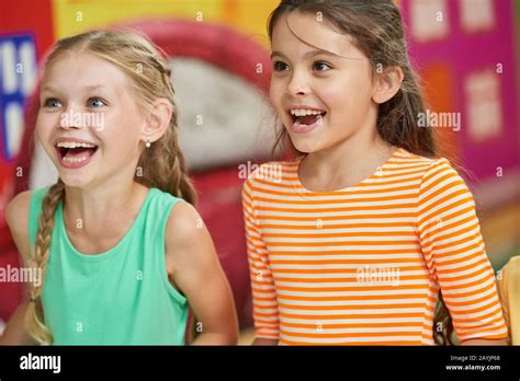 Happy Smiling Kids Indoor Stock Photo Alamy