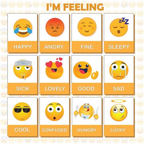 Printable Emotion Emoji Flashcards For Kids And Teens Feelings Flash