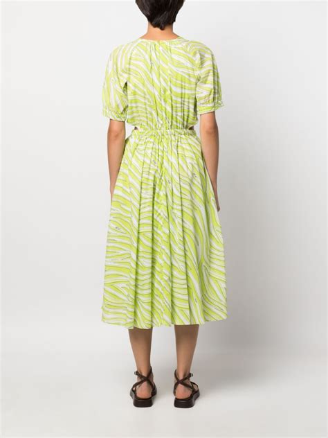 Michael Michael Kors Zebra Print Cotton Midi Dress In Green ModeSens