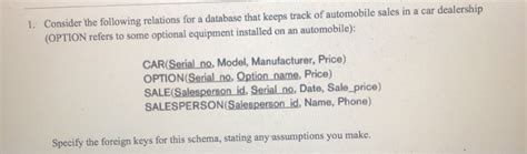 Solved Consider The Following Relations For A Database Chegg