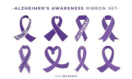 Alzheimer's Awareness Ribbon Set Vector Download