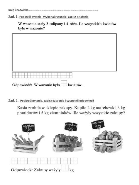 Sprawdzian Zadania Tekstowe Kl 1 Pdf