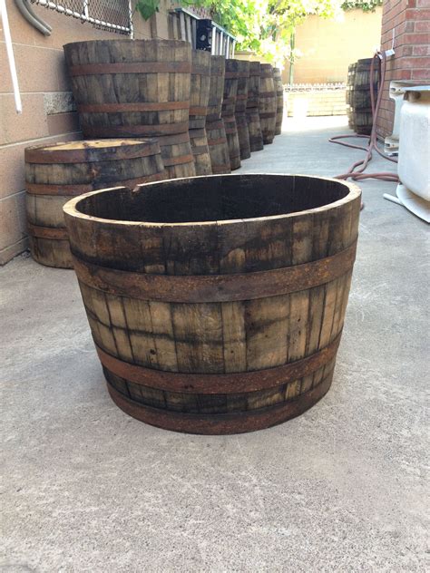 Oak Whiskey Barrel Planters Whiskey Barrel Planter Fire Pit Planters