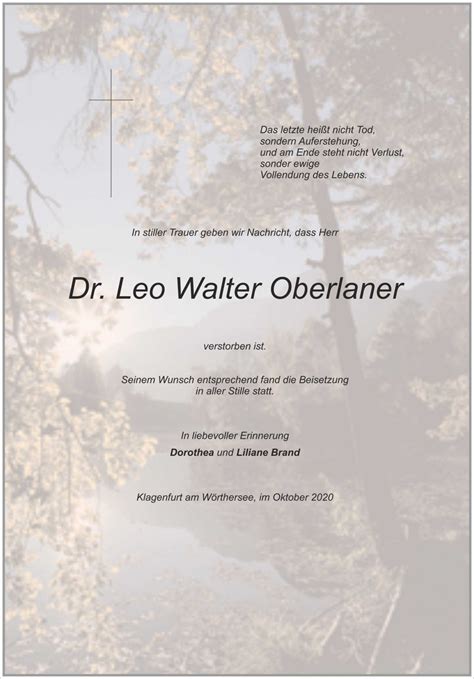 Parte F R Dr Leo Walter Oberlaner Pax Requiem