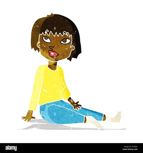 Pretty Girl Sitting On Floor Stock Vector Images Alamy