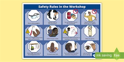 Safety Rules in the Workshop EAL Word Mat (teacher made)