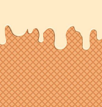 Vector Illustration Of Milk Cream Flowing Over A Wafer Background