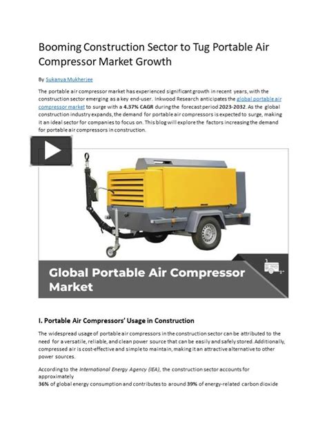 Ppt Booming Construction Sector To Tug Portable Air Compressor Market Growth Powerpoint