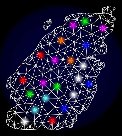 Mappa Della Rete Web Dell Isola Di Bowen Con Macchie Luminose