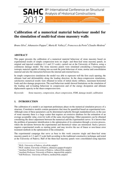 Pdf Calibration Of A Numerical Material Behaviour Model For The