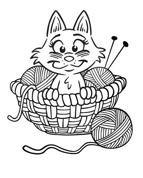 Yarn And Knitting Needles Clip Art Sketch Coloring Page