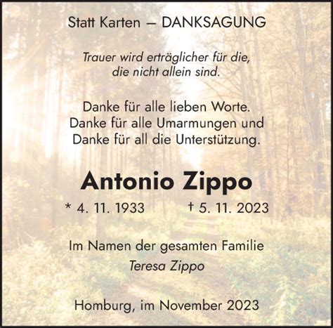 Traueranzeigen Von Antonio Zippo Saarbruecker Zeitung Trauer De