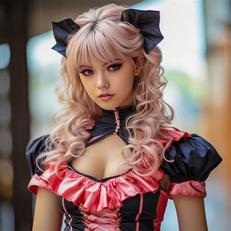 Premium Photo | Beautiful cute girl Pink dress anime Catgirl cosplay