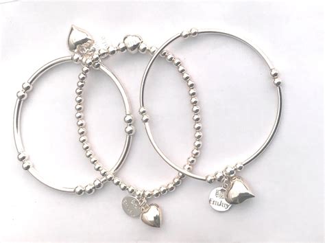 3 Set Sterling Silver Stacking Bracelets Etsy Uk