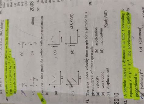 Position Time Graph For Motion With Zero Acceleration Is 51 The Area U