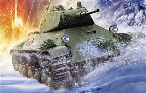 Wallpaper Winter Snow Figure Art T Soviet Light Tank Images For