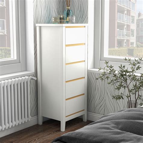 Furniture Of America Laine 5 Drawer White Chest