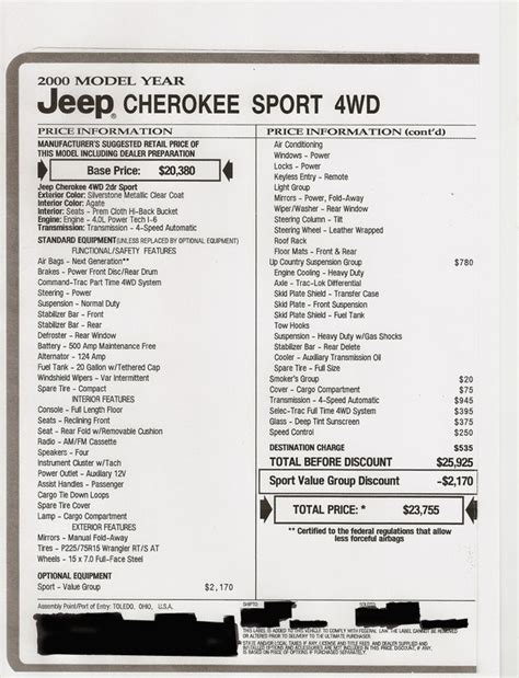 Xj Build Sheet Fyi Jeep Cherokee Forum