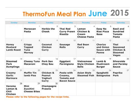 Thermofunmealplanjune15 Page 0 Thermofun Thermomix Recipes And Tips