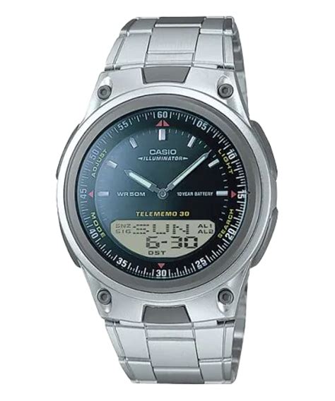 Aw D Av Analog Digital Silver With Black Steel Watch Casio