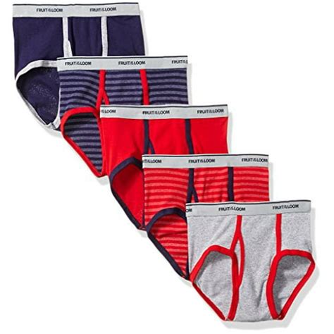 Fruit Of The Loom Boys Fashion Brief Pack Of 5 Stripes And Solids