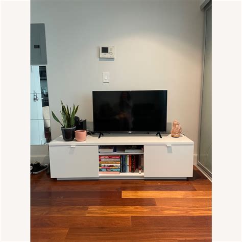 IKEA White Gloss TV Stand AptDeco