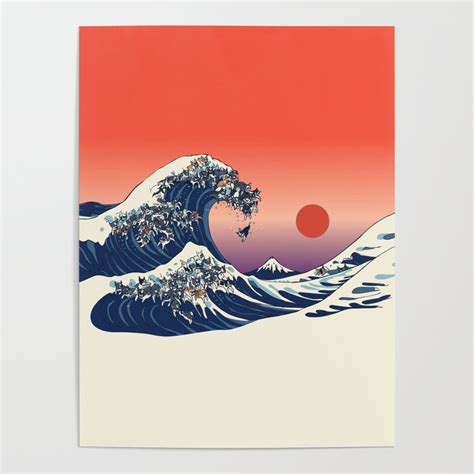 The Great Wave Of Boston Terrier Poster By Huebucket Society6
