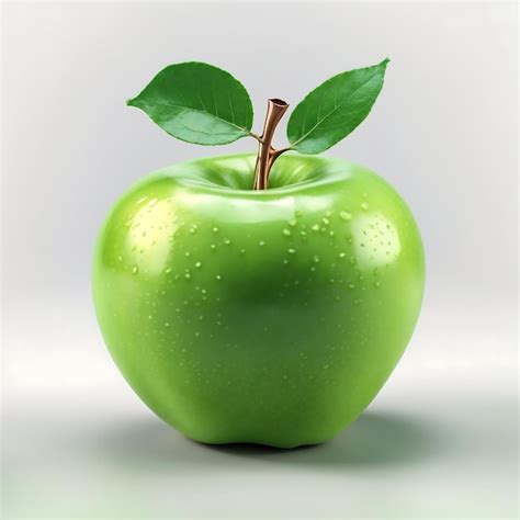 Premium Ai Image Top View Fresh Green Apple With Green Leaf Isolated