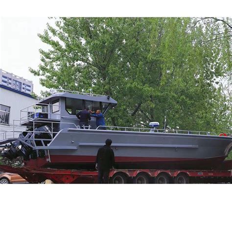 Large Fishing Aluminum Landing Craft Working Boat With Center Console