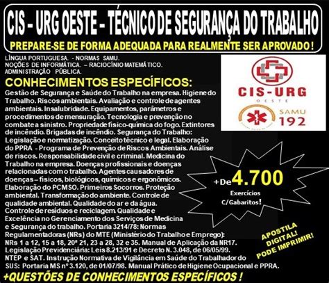 Apostila Cis Urg Oeste Samu Mg TÉcnico De SeguranÇa Do Trabalho