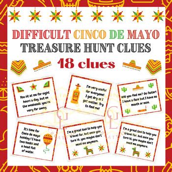 Cinco De Mayo Hard Scavenger Hunt Context Clues Task Cards Game Early