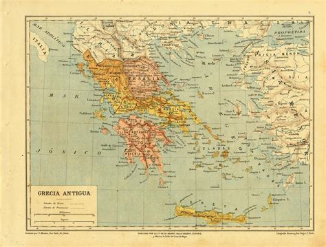 1912 Vintage Historical Map of Ancient Greece 1912