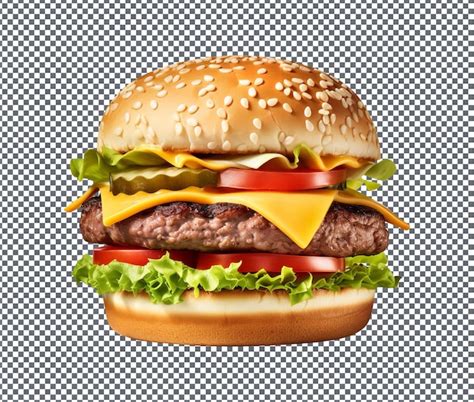 Premium Psd So Yummy Classic Cheeseburger Isolated On Transparent