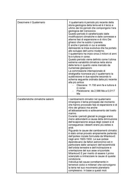 Lezione 39 Esercitazioni Obbligatorie Descrivere Il Quaternario Il