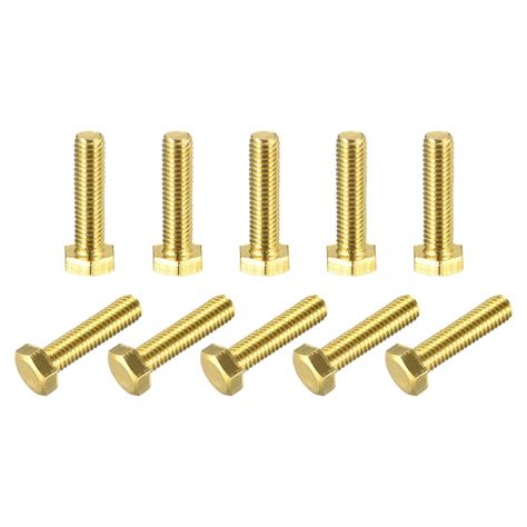 Brass Hex Bolts M5x20mm 10 Pack Fully Thread Grade 4 8 Machine Screws