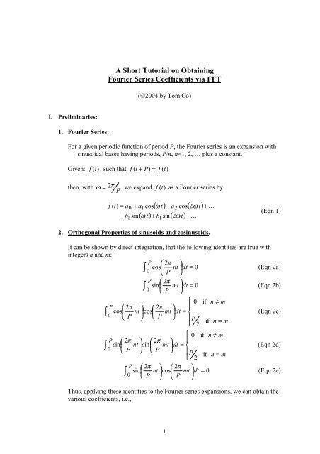 Introduction To Fourier Series Via Fft