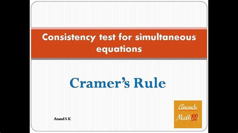 Consistency Test For System Of Linear Equations Youtube