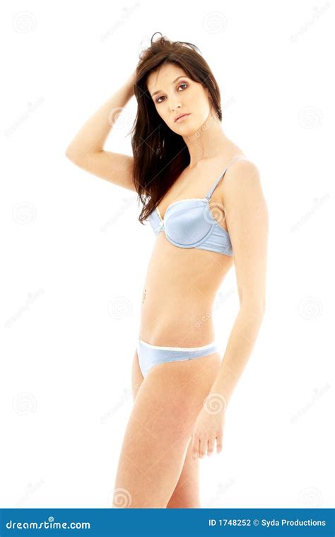 Brunette In Blue Lingerie Stock Photo Image Of Confident 1748252